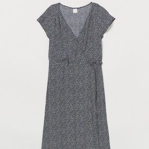 H&M Blue calf length wrap dress, blue floral
